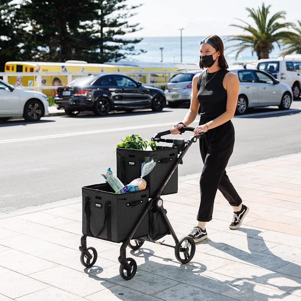 VOOMcart Personal Collapsible Grocery Cart with Wheels and Removable Baskets