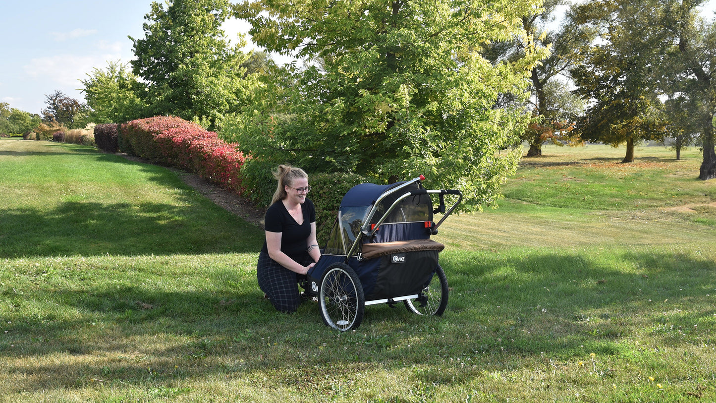 Wike Premium Double Children's Bike Trailer - Includes Stroller and Jogging Kit