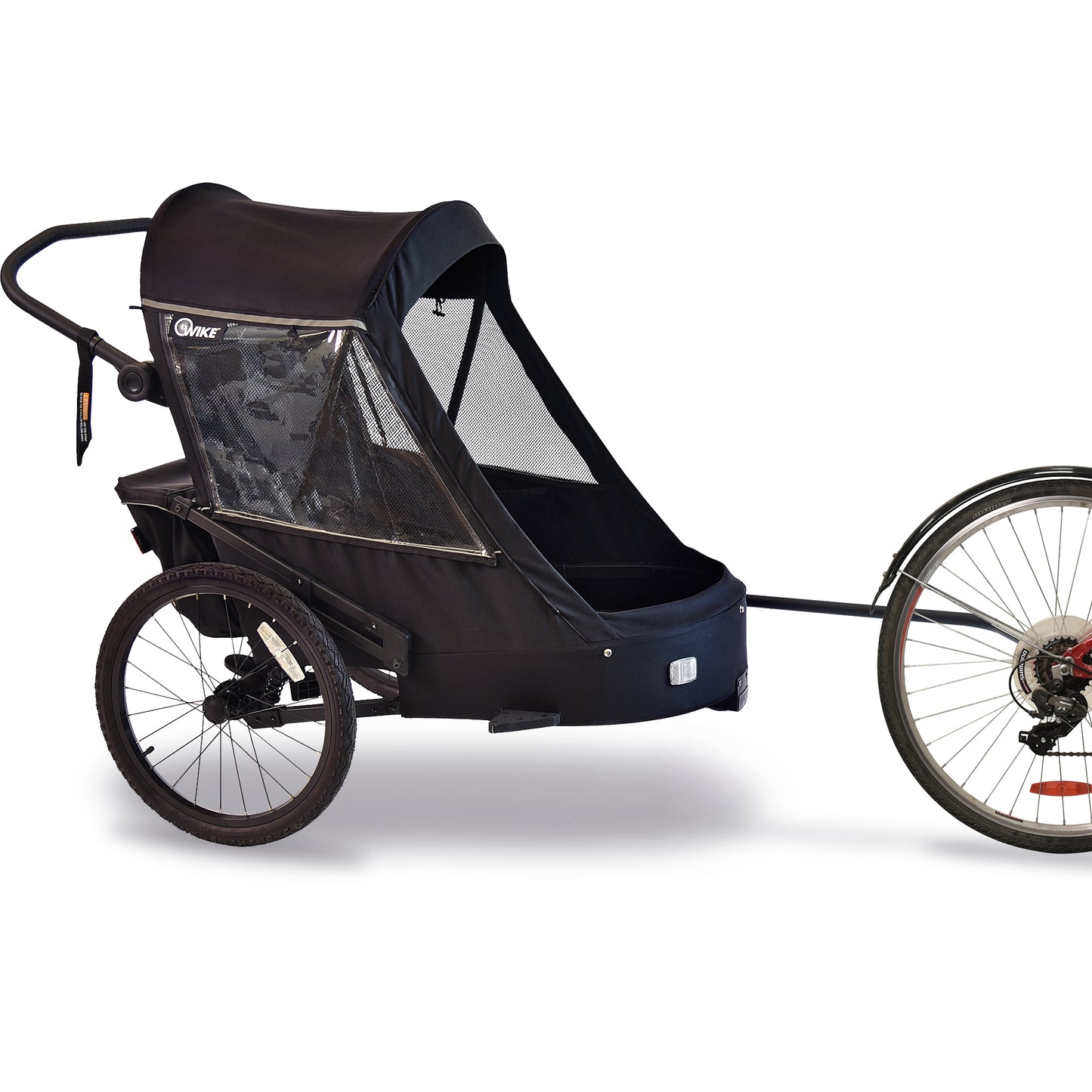 Wike Premium Suspension Bike Trailer – Black - Includes Stroller & Jogger Kit