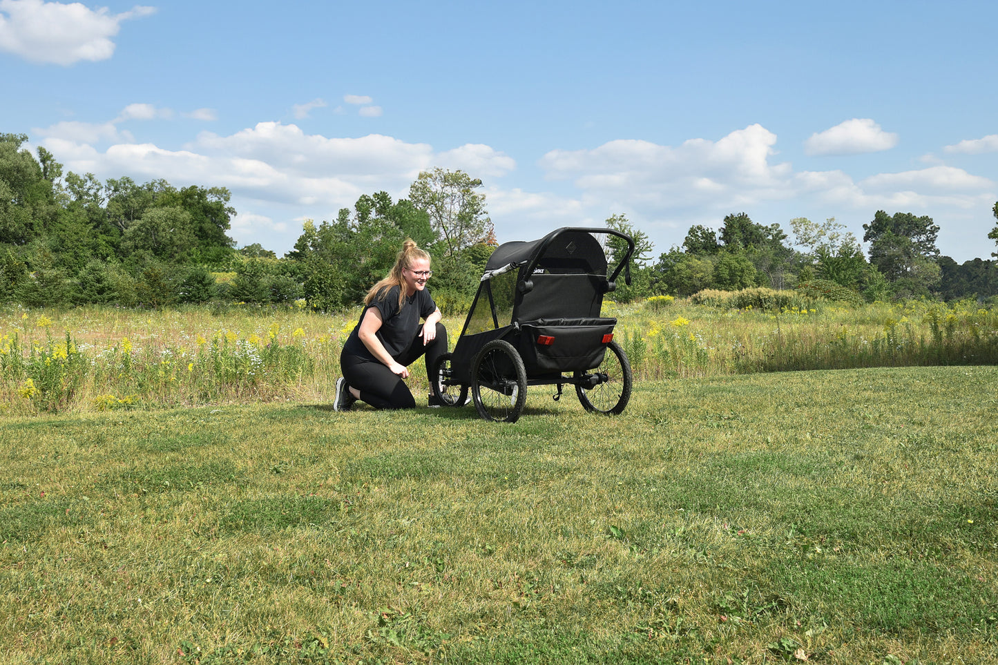 Wike Premium Suspension Bike Trailer – Black - Includes Stroller & Jogger Kit