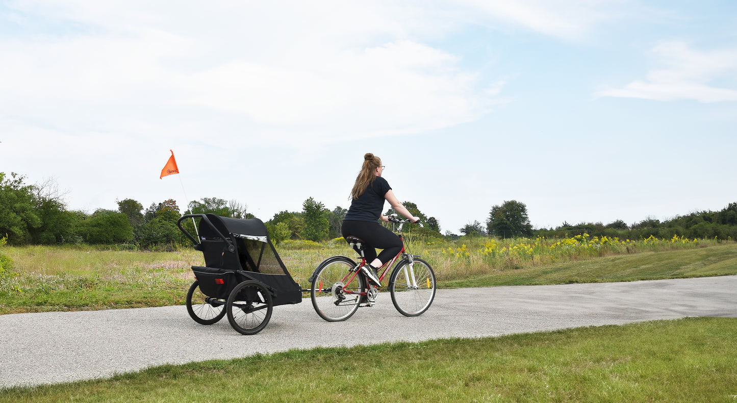 Wike Premium Suspension Bike Trailer – Black - Includes Stroller & Jogger Kit