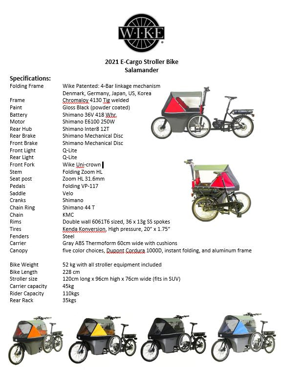Wicycle® 'WIKE Electric Salamander' E-Cargo Bicycle & Stroller