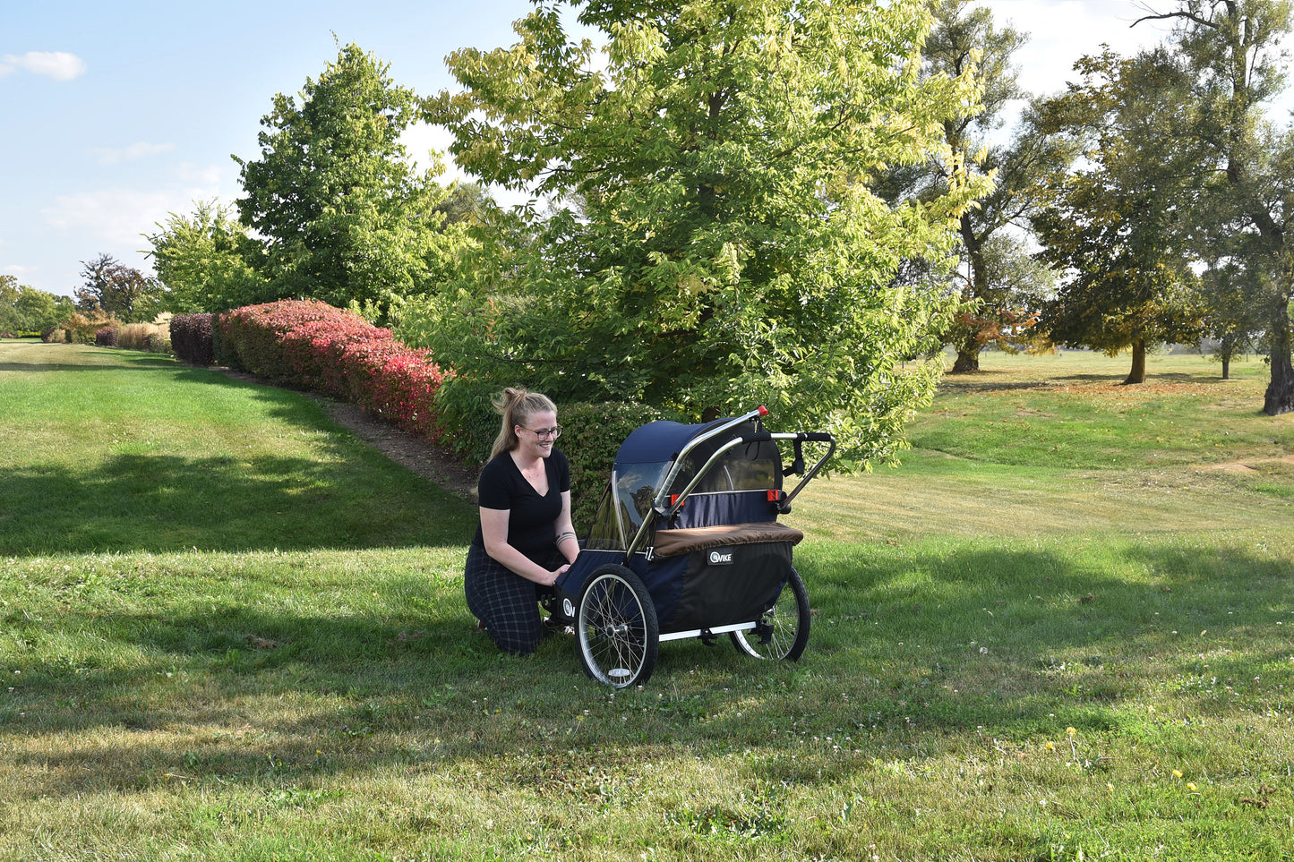 Wike Premium Double Children's Bike Trailer - Includes Stroller and Jogging Kit