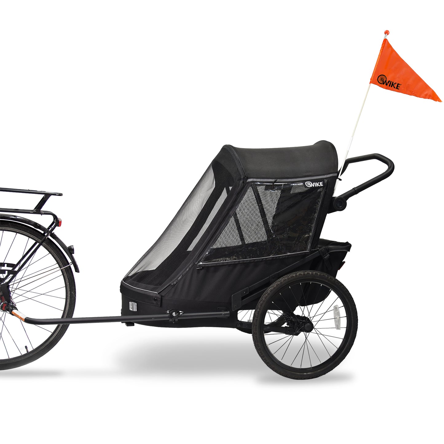 Wike Premium Suspension Bike Trailer – Black - Includes Stroller & Jogger Kit