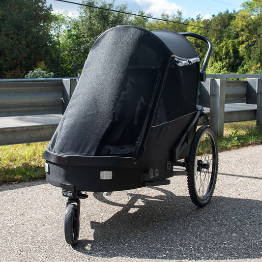 Wike Premium Suspension Bike Trailer – Black - Includes Stroller & Jogger Kit