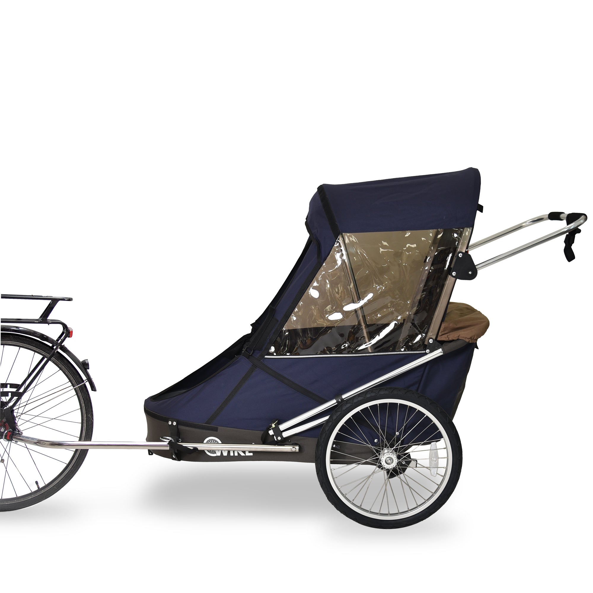 Wike Special Needs Large Bike Trailer - Includes Stroller & Jogging kit -  Navy/Brown